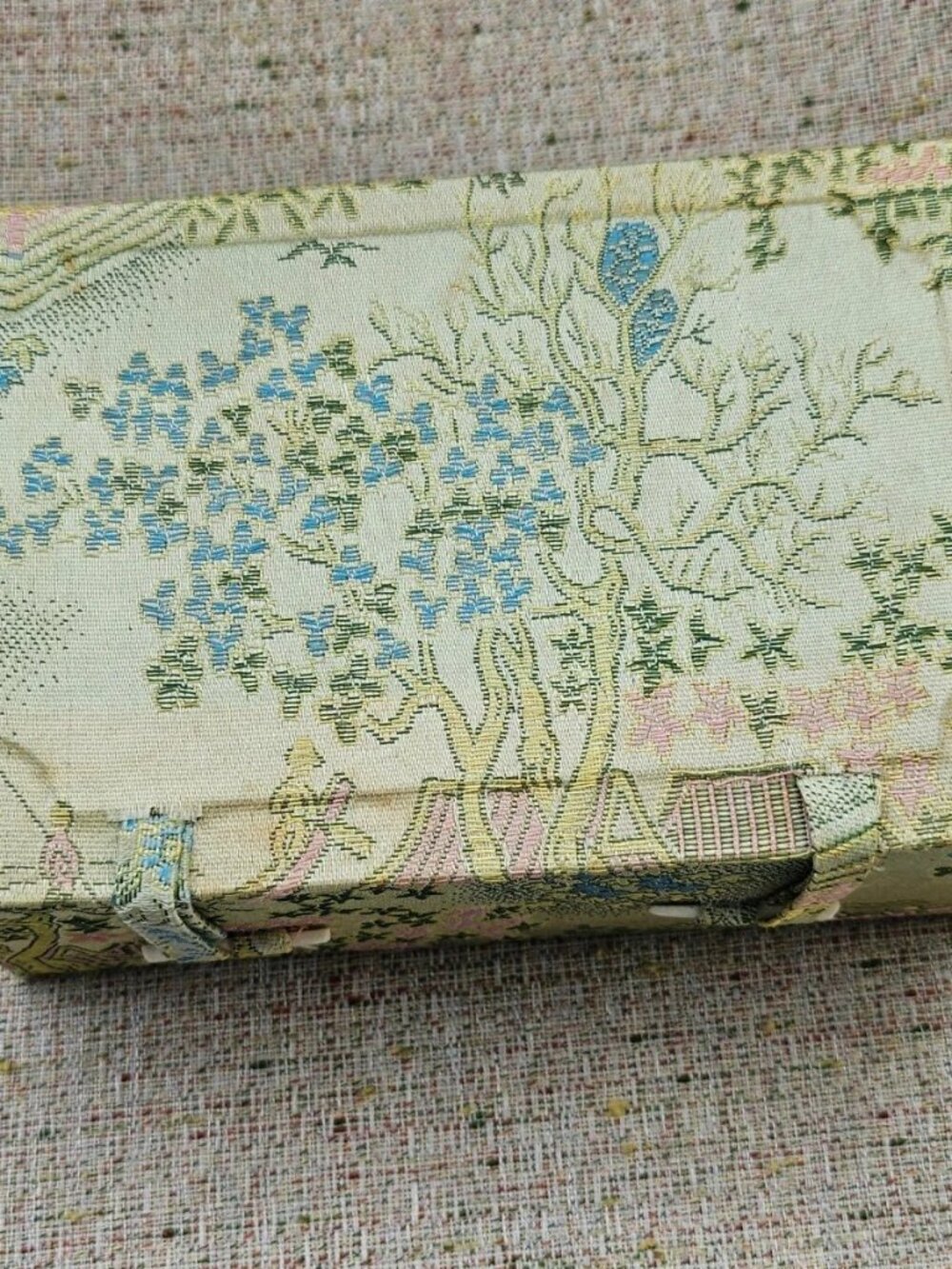 Vintage Gift Box Handmade Jewelry Box Green Satin Gift Box - Picture 2 of 11